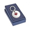 Silver Plated Round Keyring with Red Heart