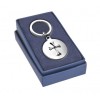 Silver Plated Round Keyring with Cross Motif