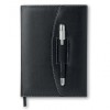 Black PU Leather A5 Folding Padfolio with Ballpoint Pen