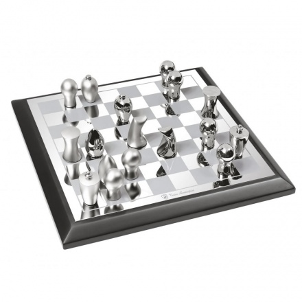 Abstract Chess Set in Silver Plated Finish