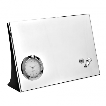 Silver Plated Desktop Clock with Football Motif