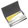 Metal Business Cards Case with Black Leather Cover