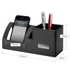 Foldable Black PU Leather Desk Tidy with Phone Stand