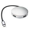 Circular 4 Port USB Hub in Silver Aluminum