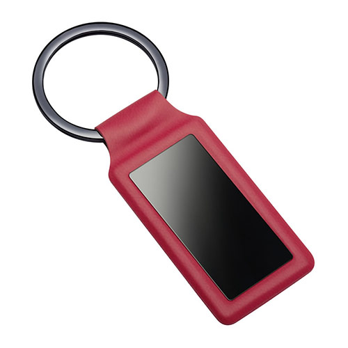 Promotional Red Leather & Metal Keyring