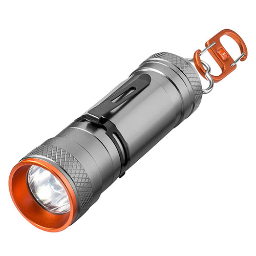 Lanterne torche à double DEL en gris et orange
