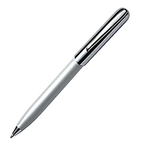 White & Chrome Plated Ballpoint Pen with Case