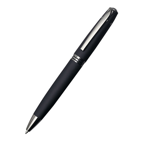 Promotional Ballpoint Pen with Black Rubberised Finish