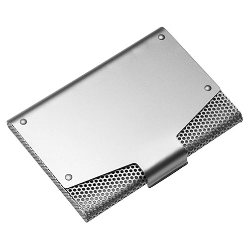 Mesh Business Cards Case with Silver Metallic Finish
