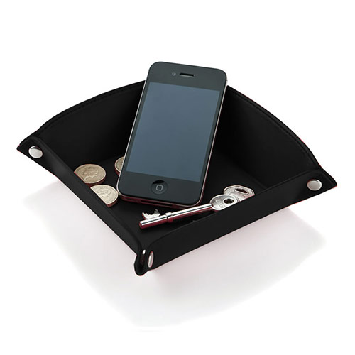 Desk Tidy Tray in Black Belluno Leather