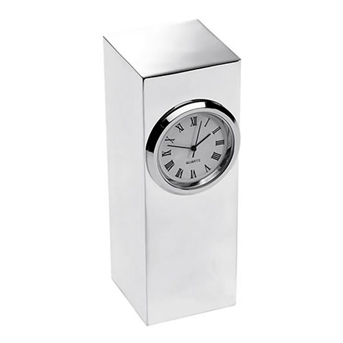 Silver Plated Tower Desk Clock