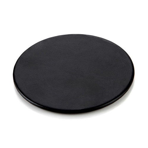 Round Coaster in Black Belluno Leather