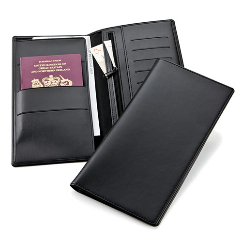 Portefeuille de voyage de luxe en cuir Belluno noir
