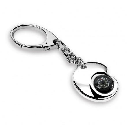 Silver Plated Pendant Keyring with Compass