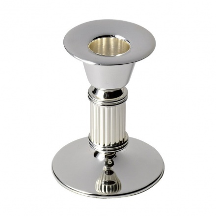 Silver Plated Candlestick with Fluted Column - Small