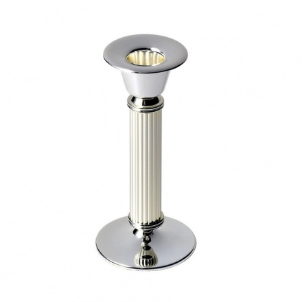 Silver Plated Candlestick with Fluted Column - Medium