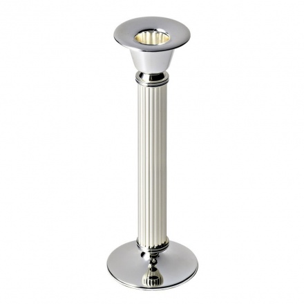 Silver Plated Candlestick with Fluted Column - Large