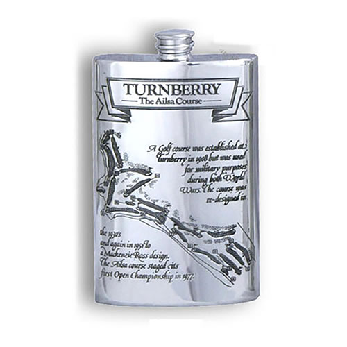8oz Pewter Golf Flask - Turnberry