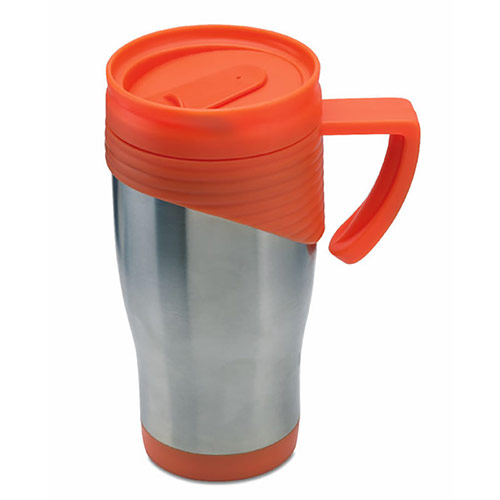 Tasse de voyage promotionnelle avec bordure orange