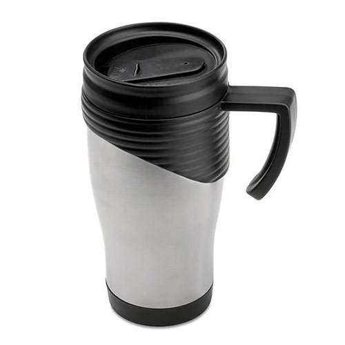 Tasse de voyage promotionnelle avec bordure noire