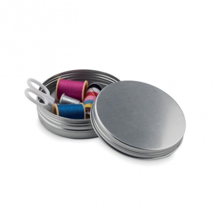 Petit kit de couture en étain circulaire