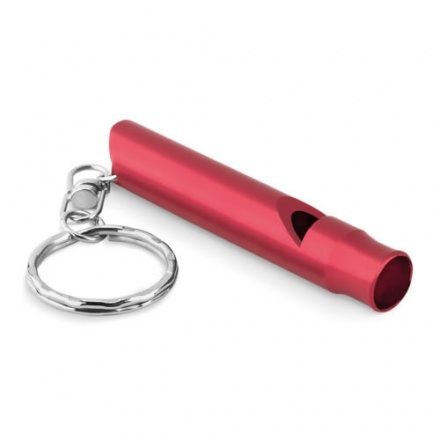 Red Aluminum Whistle with Key Ring