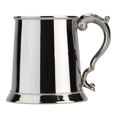 Polished Stainless Steel Tankard with Georgian Handle