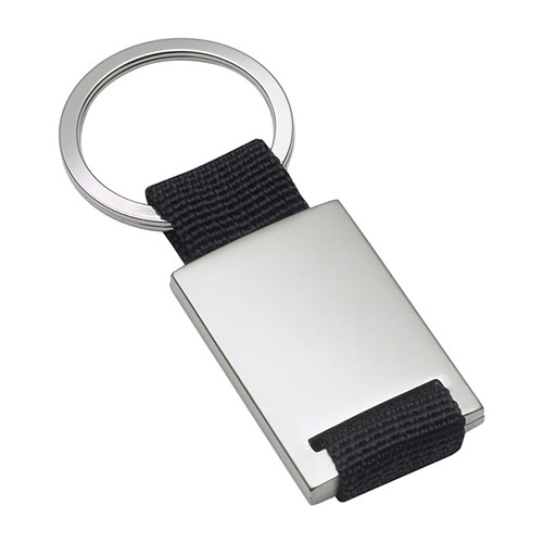 Promotional Metal Keyring with Black Fabric