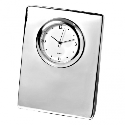 Minimalist Desk Clock in Silver Plated Finish