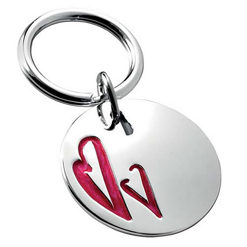 Two Heart Silver Keyring