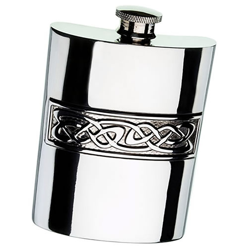 Pewter Flask with Celtic Bar