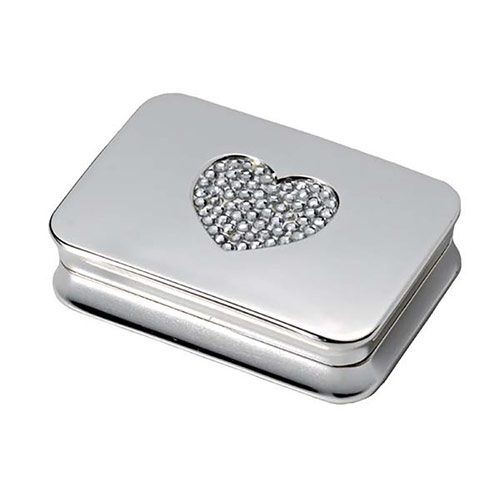 Silver Pill Box with Heart Lid