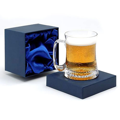 Boxed Clear Crystal Tankard with Curved Body
