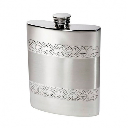 Pewter Flask with Celtic Knot Decoration