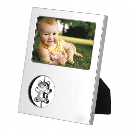 Silver Plated Photo Frame with Teddy Bear