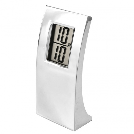 Silver Plated Curved Digital Alarm Clock