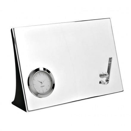 Silver Plated Desktop Clock with Golf Motif
