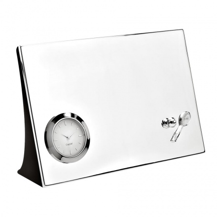 Silver Plated Desktop Clock with Tennis Motif