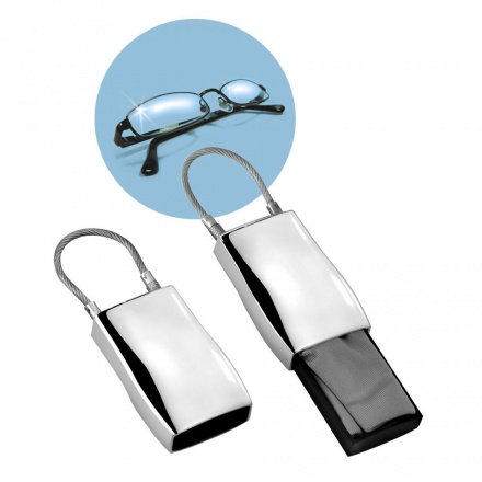 Silver Plated Keyring with Glasses Cleaner
