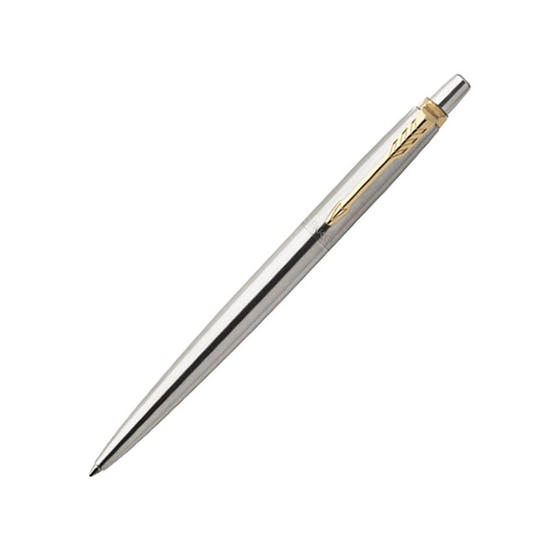 Parker Jotter Steel Ballpoint Pen with Gold Trim