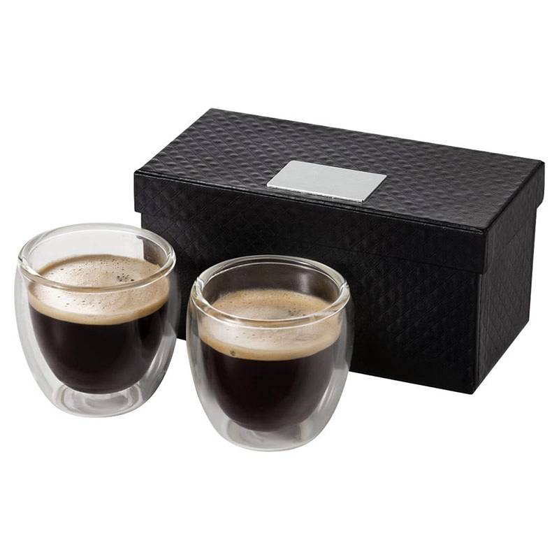 Boxed Two Cup Glass Expresso Set