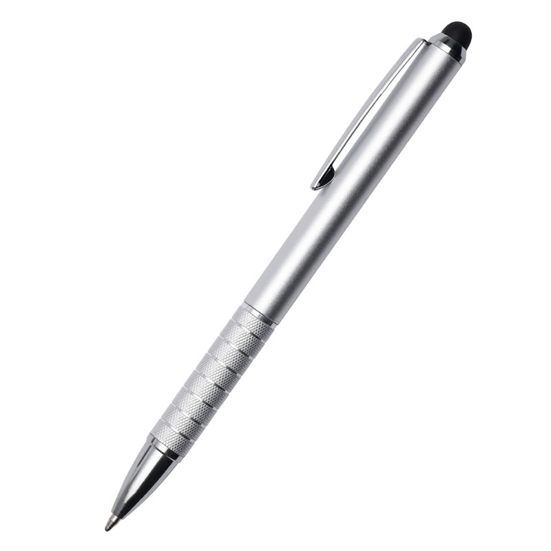 Promotional Silver Aluminum Ballpen with Stylus