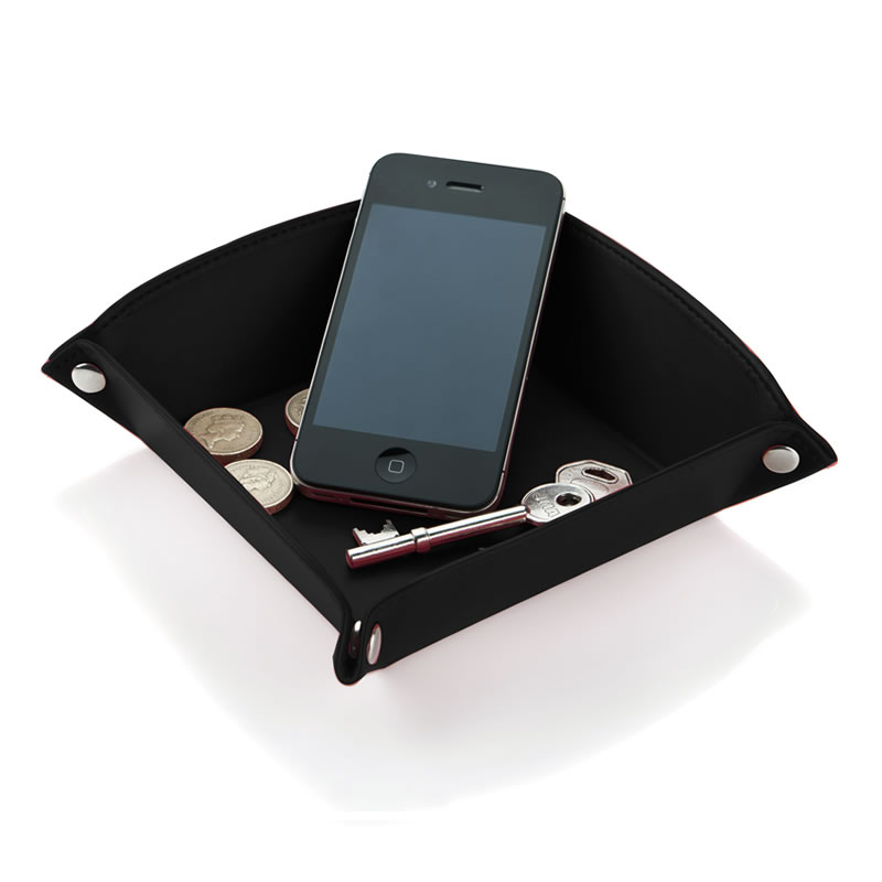 Desk Tidy Tray in Black Belluno Leather Business Gifts Supplier