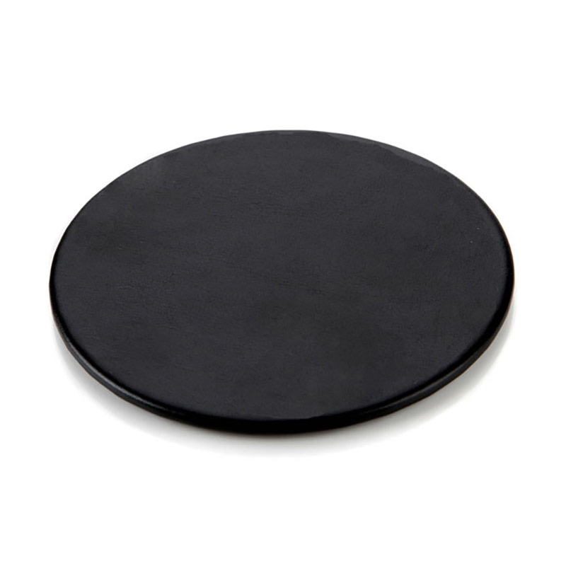 Round Coaster in Black Belluno Leather