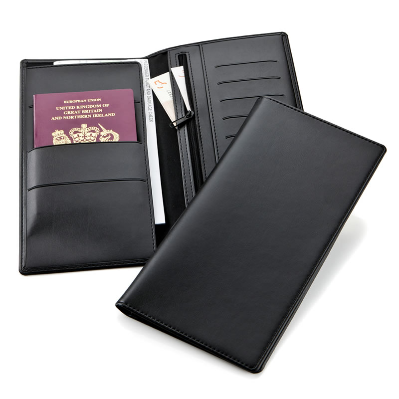 Deluxe Travel Wallet in Black Belluno Leather