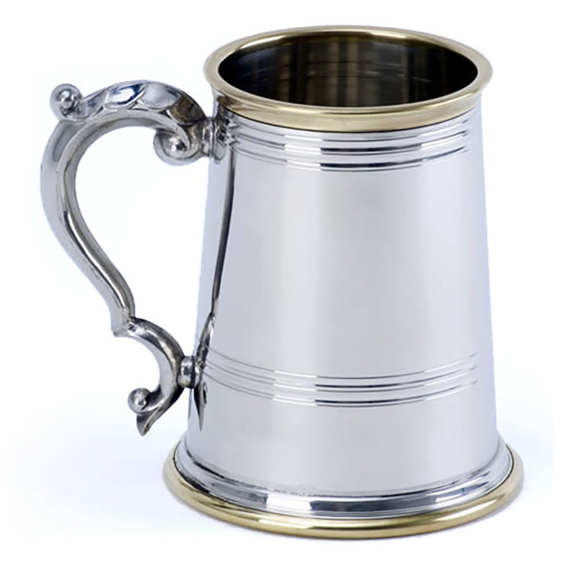 Engraved Pewter & Brass Beer Tankard Business Gifts Supplier