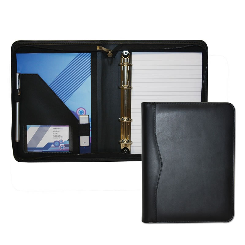 Houghton PU Leather A5 Zipped Ring Binder Business Gifts Supplier