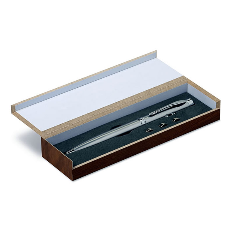 Silver Multifunction Pen in Wood Box
