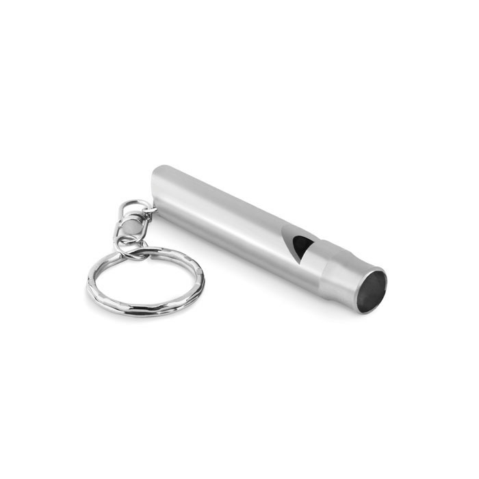 Silver Aluminum Whistle with Key Ring