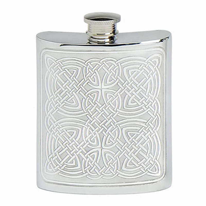 Pewter Hip Flask with Celtic Decoration
